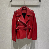 Leather Zipper Embossed Jacket & Skirt