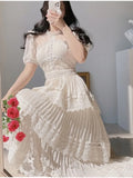 3 Tiered Short Sleeved Lace Dress