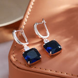 Keisha Square Colored Drop Stone Earrings