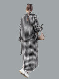 Gingham Lapel Trench Jacket