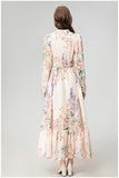 Floral Print Single Breasted Maxi Long Dress