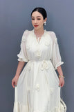 Anna Flower Fishtail Large Swing Elegant Dress