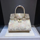 Leather Snake Print Large Capacity Handbag