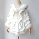 Knitted Poncho With Raccoon Fur Trim