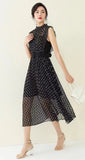 Zoey Polka Dot Belted Pleated Dress