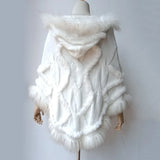 Knitted Poncho With Raccoon Fur Trim