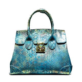 Leather Snake Print Large Capacity Handbag