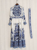 Veronique Porcelain Blue Print Dress