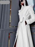 Runway White Leather Trench Coat