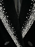 Double Breasted Stunning Beaded Velvet Blazer