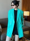 Crocodile Pattern Faux Leather Blazer