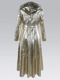 Chic Silver/ Gold Shiny Patent Faux Leather Coat