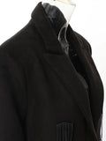 Black Leather Tassels long Trench New Lapel