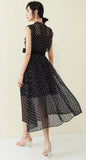 Zoey Polka Dot Belted Pleated Dress