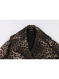 Long Oversized Leopard Print Trench Coat