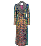 Multi-Colored Sequined Beading Trench Coat