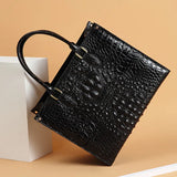Large Capacity Crocodile Leather Handbag