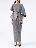 Asymmetrical Belted  Sleeveless Backless Shawl Dress