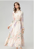 Floral Print Single Breasted Maxi Long Dress