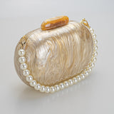 Pearl Acrylic Clutch Marble HandBags Egg Shape Women Evening Bag