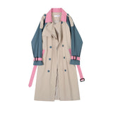 Viviana Patchwork Color Women Mid-length Trench