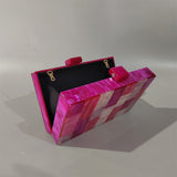 Rose Red Plaid Clutch Purse Lady Party Prom