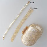 Pearl Acrylic Clutch Marble HandBags Egg Shape Women Evening Bag